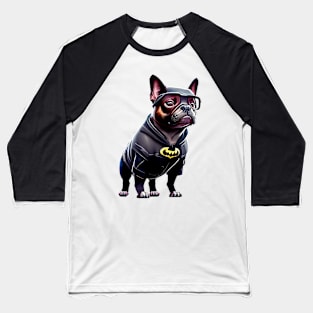 Super Frenchie: Black Superhero Suit Baseball T-Shirt